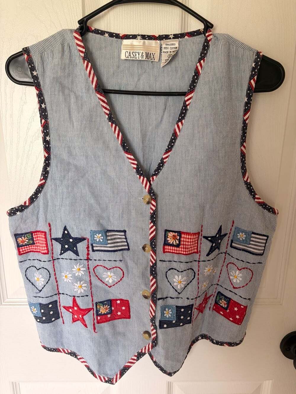 Fourth of July -Casey & Max Patriotic Americana Embroidered Vest Size M